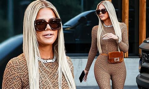 khloe kardashian fendi bodysuit|Khloe Kardashian stuns in Fendi x Skims catsuit .